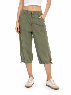 Polo Jeans Co Ralph Lauren Green Cargo Capri Pants Womens 12 Cotton Y2K Vintage